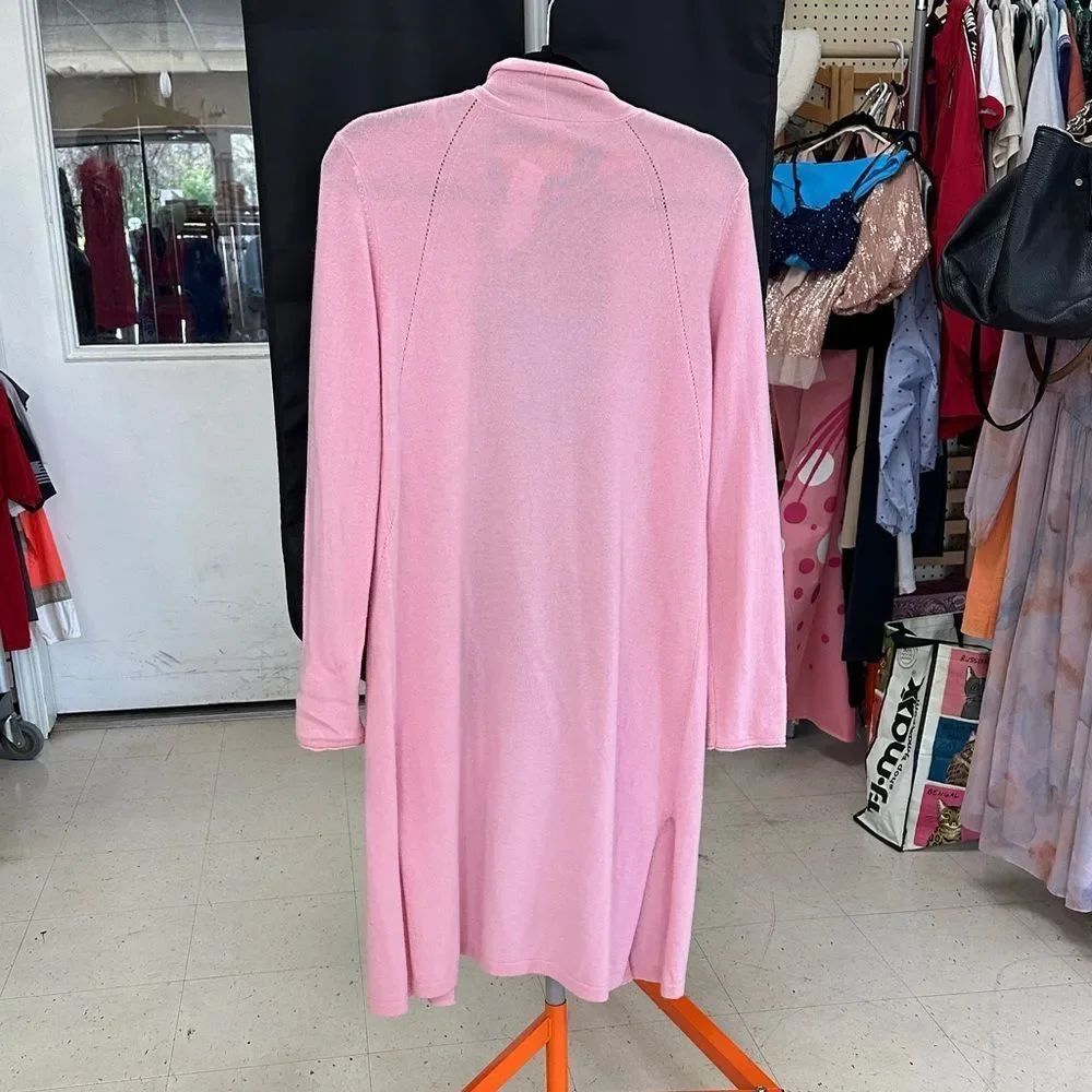 Cozy Open-Front Pink Long Lounge Robe - Picture 3 of 5
